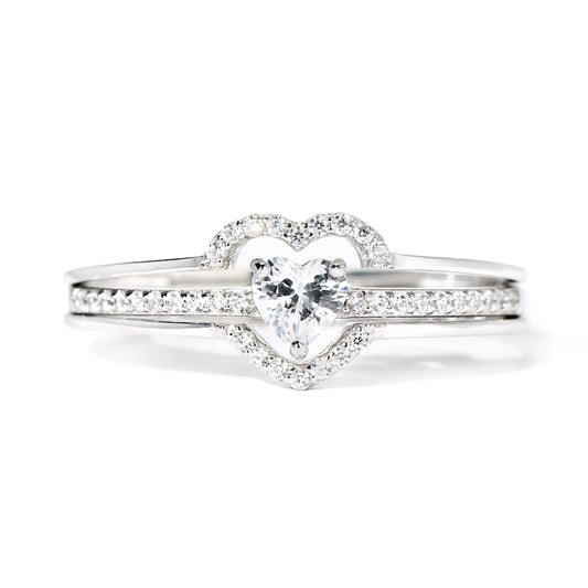 STORYJEWELLERY Silver Heart Ring 925 Sterling Silver Rings for Women Two-In-One Promise Rings for Her Womens Engagement Rings Valentines Day Gifts for Her Birthday Gifts for Daughter Sister Mom5