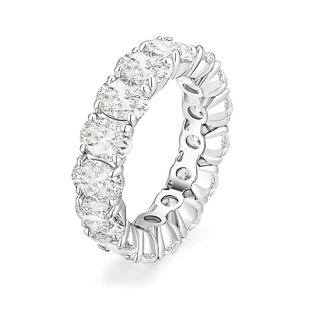 Bands for Women Oval Cut Stackable CZ Cubi Rings Eternity Band Rings Size 8.5