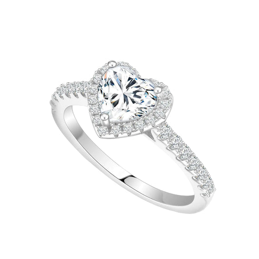 Ctarlitu Solitaire Moissanite Engagement Rings 925 Sterling Silver 1CT Halo Promise Rings D Color VVS1 Lab Created Wedding Bands Diamond Ring For Women (Heart Halo-1CT 5)