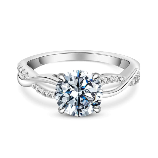 Elio Passero 5CT CZ Engagement Rings for WomenWomens Round Cut Twisted Vine Wedding Bands Sterling Silver Engagement Promise Rings with 18K White Gold Plated Size 8.5